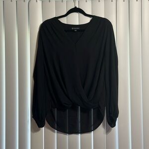 INC International Concepts Black Drape Blouse